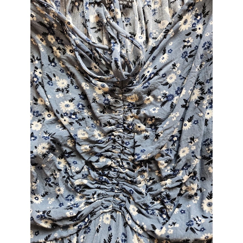 NWOT Bloomchic Blue Ditsy Floral SS Drawstring Neckline Midi Dress, Plus 3X - Picture 12 of 12